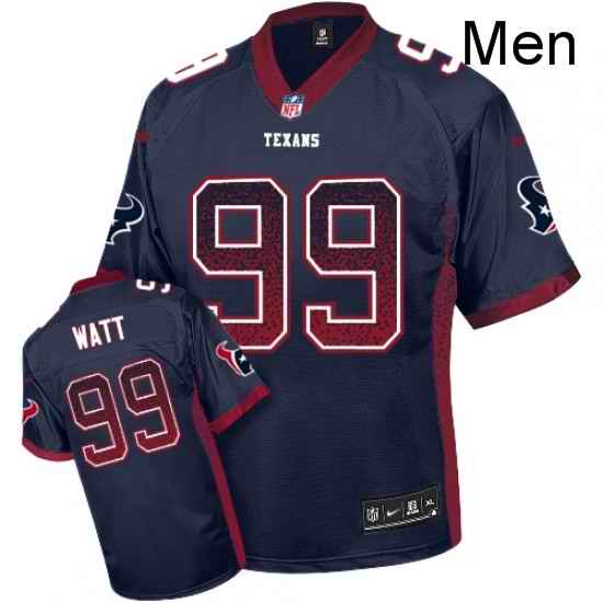 Men Nike Houston Texans 99 JJ Watt Elite Navy Blue Drift Fashion NFL Jersey